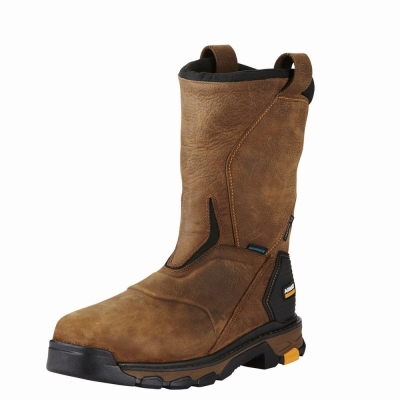 Brown Men's Ariat Intrepid Pull-On Waterproof Composite Toe Waterproof Boots | 7382-YQKLX