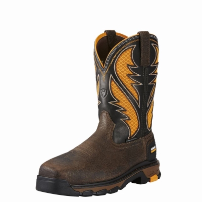 Brown Men's Ariat Intrepid VentTEK Composite Toe Work Boots | 8257-BVILN