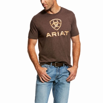 Brown Men's Ariat Liberty USA Shirts | 7102-DNIXH