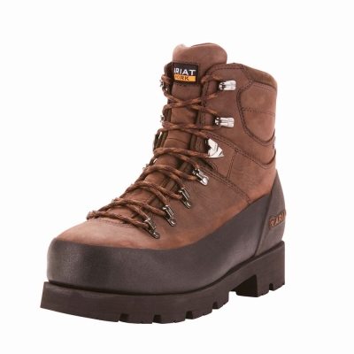 Brown Men's Ariat Linesman Ridge 6" GORE-TEX Composite Toe Waterproof Boots | 8693-DCVSM