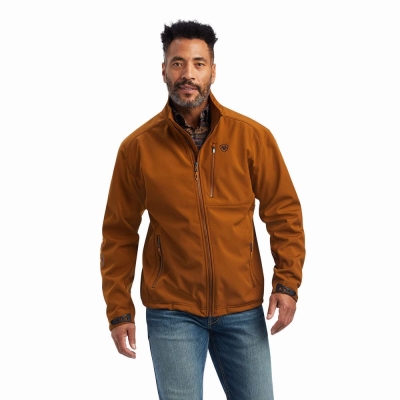 Brown Men's Ariat Logo 2.0 Softshell Jackets | 1065-ONGKV