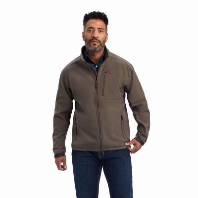 Brown Men's Ariat Logo 2.0 Softshell Jackets | 3279-GSMFY