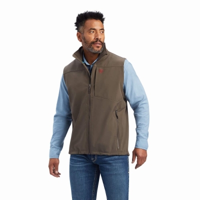 Brown Men's Ariat Logo 2.0 Softshell Jackets | 7604-LEFSK