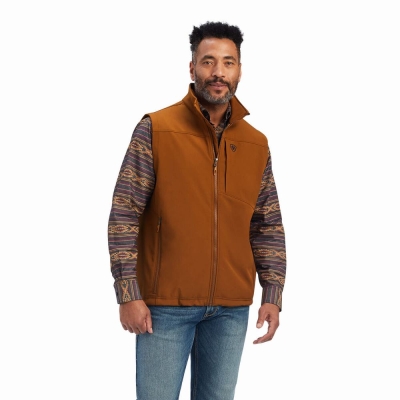 Brown Men's Ariat Logo 2.0 Softshell Jackets | 8670-YPTWX