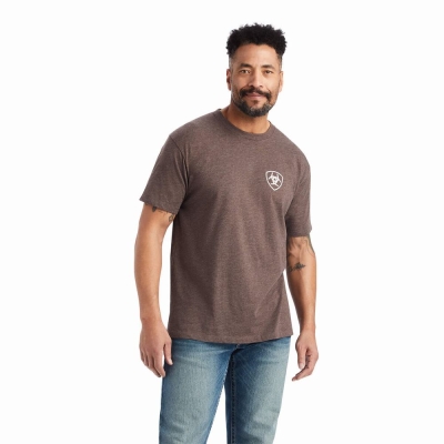 Brown Men's Ariat Minimalist Polo Shirts | 0412-ECKNV