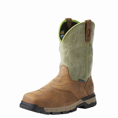 Brown Men's Ariat Rebar Flex Waterproof Waterproof Boots | 9247-FNQBA