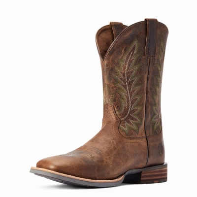 Brown Men's Ariat Ridin High Western Boots | 9348-JKUXT