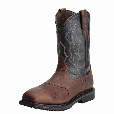 Brown Men's Ariat RigTek Wide Square Toe Waterproof Composite Toe Waterproof Boots | 6753-NGSDB