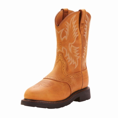 Brown Men's Ariat Sierra Saddle Steel Toe Work Boots | 4126-LBDQO