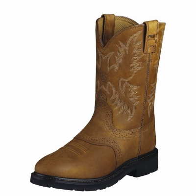 Brown Men's Ariat Sierra Saddle Work Boots | 4718-BPCTX