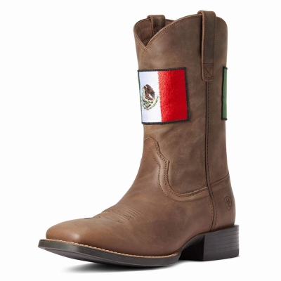 Brown Men's Ariat Sport Orgullo Mexicano II Western Boots | 1708-PJLSO