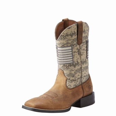 Brown Men's Ariat Sport Patriot Western Boots | 1364-VAJXP