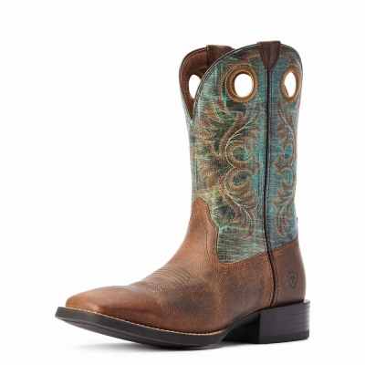 Brown Men's Ariat Sport Rodeo Western Boots | 2158-OFMAH