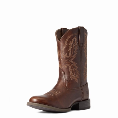 Brown Men's Ariat Sport Stratten Western Boots | 2573-FBEGU