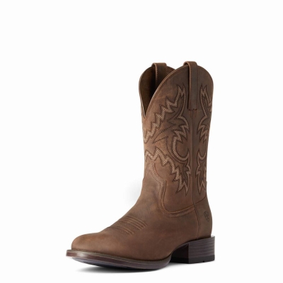 Brown Men's Ariat Stockman Ultra Western Boots | 3045-QVRHY