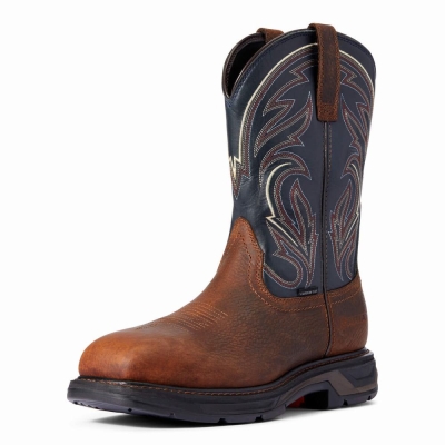 Brown Men's Ariat WorkHog XT Cottonwood Carbon Toe Work Boots | 6015-PGFTQ