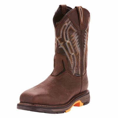 Brown Men's Ariat WorkHog XT Dare Carbon Toe Work Boots | 8624-RIQAC