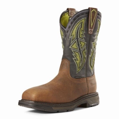 Brown Men's Ariat WorkHog XT VentTEK Spear Carbon Toe Work Boots | 0291-IQDZB