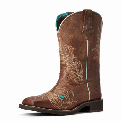 Brown Women's Ariat Bright Eyes II Western Boots | 6531-DOHAJ