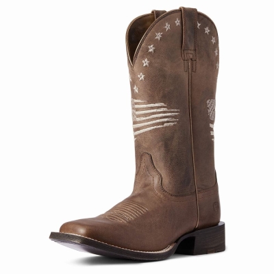 Brown Women's Ariat Circuit Patriot Western Boots | 2045-NIVOU