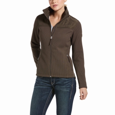 Brown Women's Ariat Kalispell Full Zip Hoodies | 4203-ULSVG