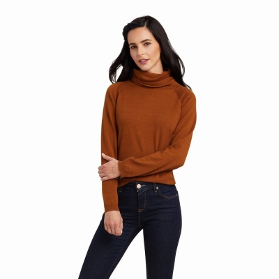 Brown Women's Ariat Lexi Sweaters | 1732-ITPOS