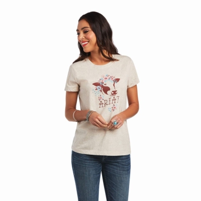 Brown Women's Ariat REAL Moo Tops | 2675-CWPEY