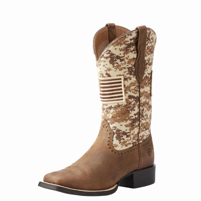 Brown Women's Ariat Round Up Patriot Western Boots | 2947-JHEQA