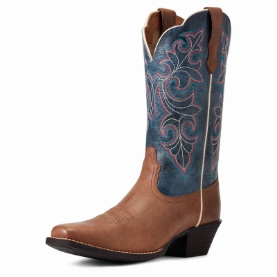 Brown Women's Ariat Round Up Square Toe Western Boots | 9326-ALGSV