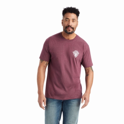 Burgundy Men's Ariat Arrowhead 2.0 Polo Shirts | 3892-KEZHA