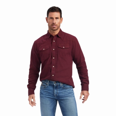 Chocolate Men's Ariat Jurlington Retro Fit Shirts | 6802-MUSRI