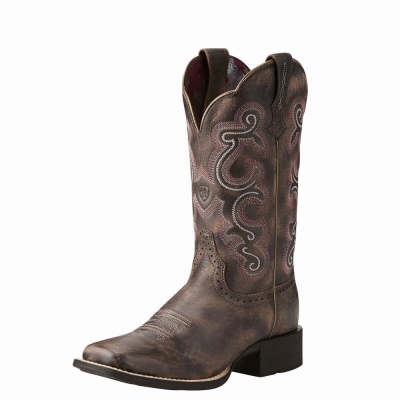 Chocolate Women's Ariat Quickdraw Western Boots | 2180-AVORN