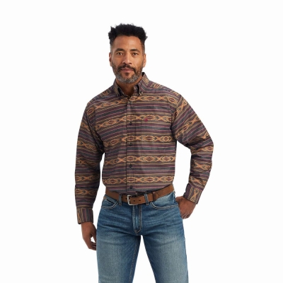 Claret Men's Ariat Fletcher Classic Fit Shirts | 0483-NVDTU