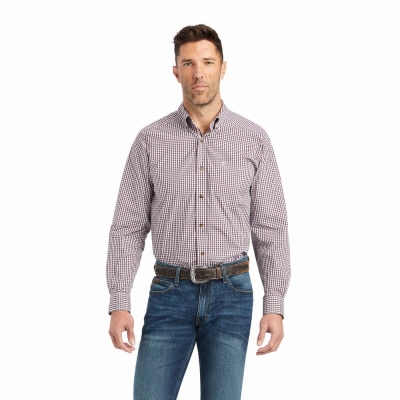 Claret Men's Ariat Pro Series Francis Classic Fit Shirts | 8610-BJTCW