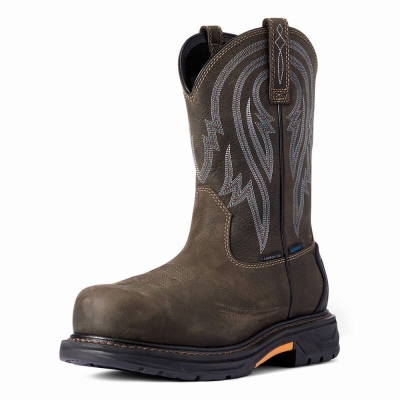 Coffee Men's Ariat WorkHog XT Tumbleweed Waterproof Carbon Toe Waterproof Boots | 9312-QSYCM