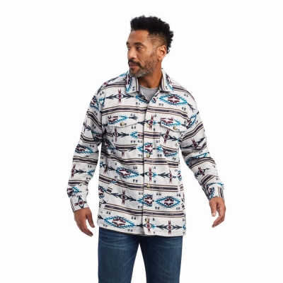 Dark Beige Men's Ariat Caldwell Printed Hoodies | 2615-UFXJY