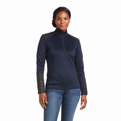 Dark Blue Women's Ariat Ismay 1/2 Zip Hoodies | 7296-TFSWN