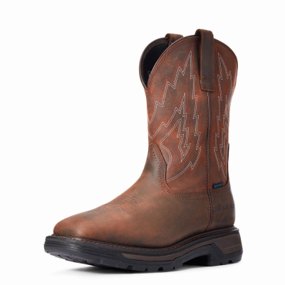 Dark Brown Men's Ariat Big Rig Waterproof Waterproof Boots | 3608-VTYWZ