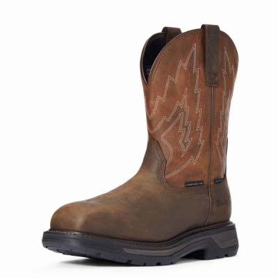 Dark Brown Men's Ariat Big Rig Waterproof Composite Toe Waterproof Boots | 4928-DVYWL