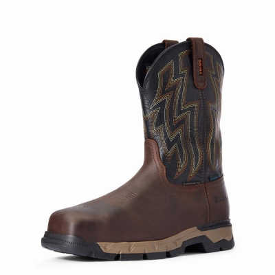 Dark Brown Men's Ariat Rebar Flex Waterproof Composite Toe Waterproof Boots | 3816-VTAXF