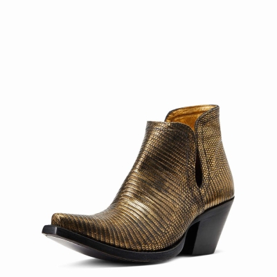 Gold Women's Ariat Dixon Lizard Booties | 1578-FORWE