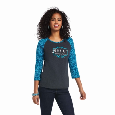 Grey Leopard Women's Ariat REAL Freedom Tops | 8720-TAYLD