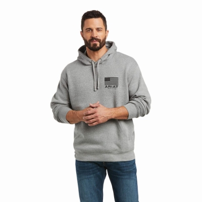 Grey Men's Ariat Basic Hoodies | 8296-CFTNJ