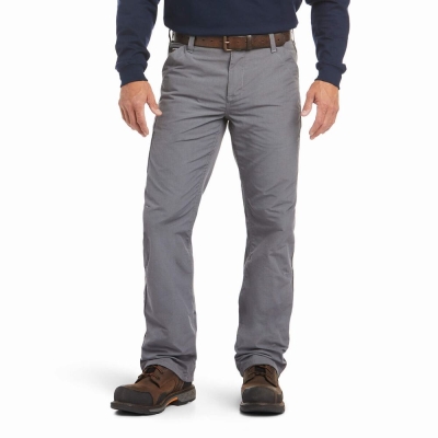 Grey Men's Ariat FR M4 Relaxed DuraLight Ripstop Cut Pants | 1374-UXFTS