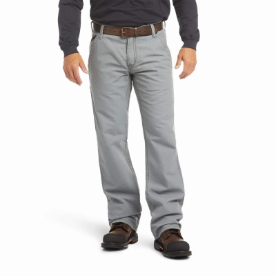 Grey Men's Ariat FR M4 Relaxed Workhorse Cut Pants | 8954-OMUIR