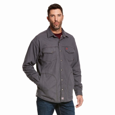 Grey Men's Ariat FR Rig Jackets | 2738-IDZVE