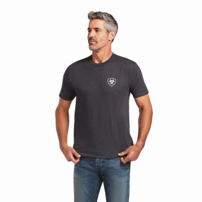 Grey Men's Ariat Farm Polo Shirts | 5970-TGSIO