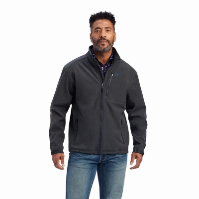 Grey Men's Ariat Logo 2.0 Patriot Softshell Water Resistant Jackets | 0184-SXWMK