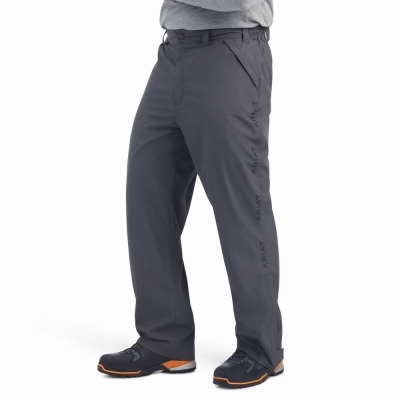 Grey Men's Ariat Rebar Stormshell Waterproof Pants | 1894-KDNHB