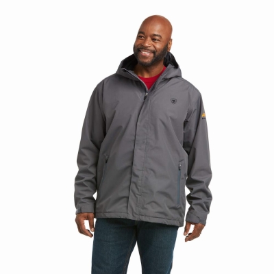 Grey Men's Ariat Rebar Stormshell Waterproof Jackets | 6054-FKUJZ